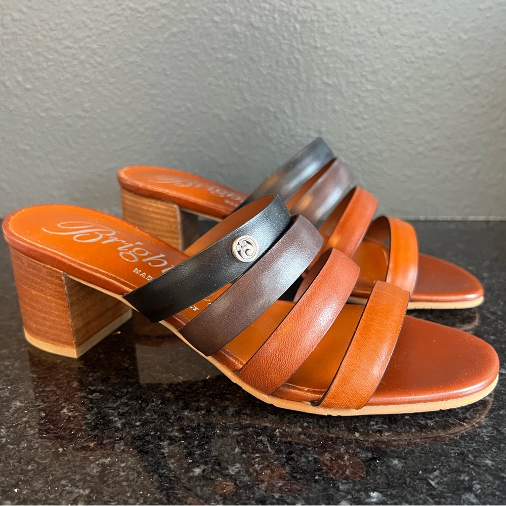 New (never worn) Brighton Brown Heels with Chunky Block Design